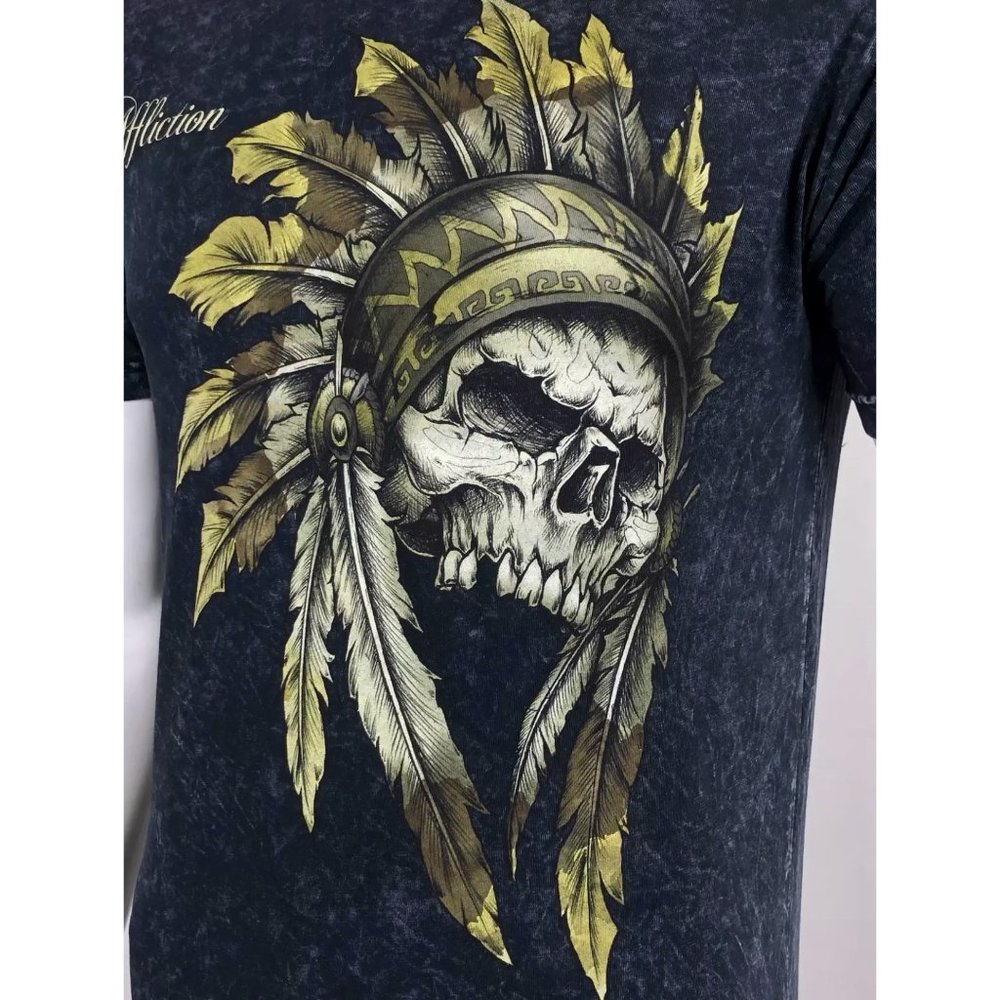 AFFLICTION WINDTALKER Men's T-shirt BLACK LAVA Biker - Picture 6 of 7